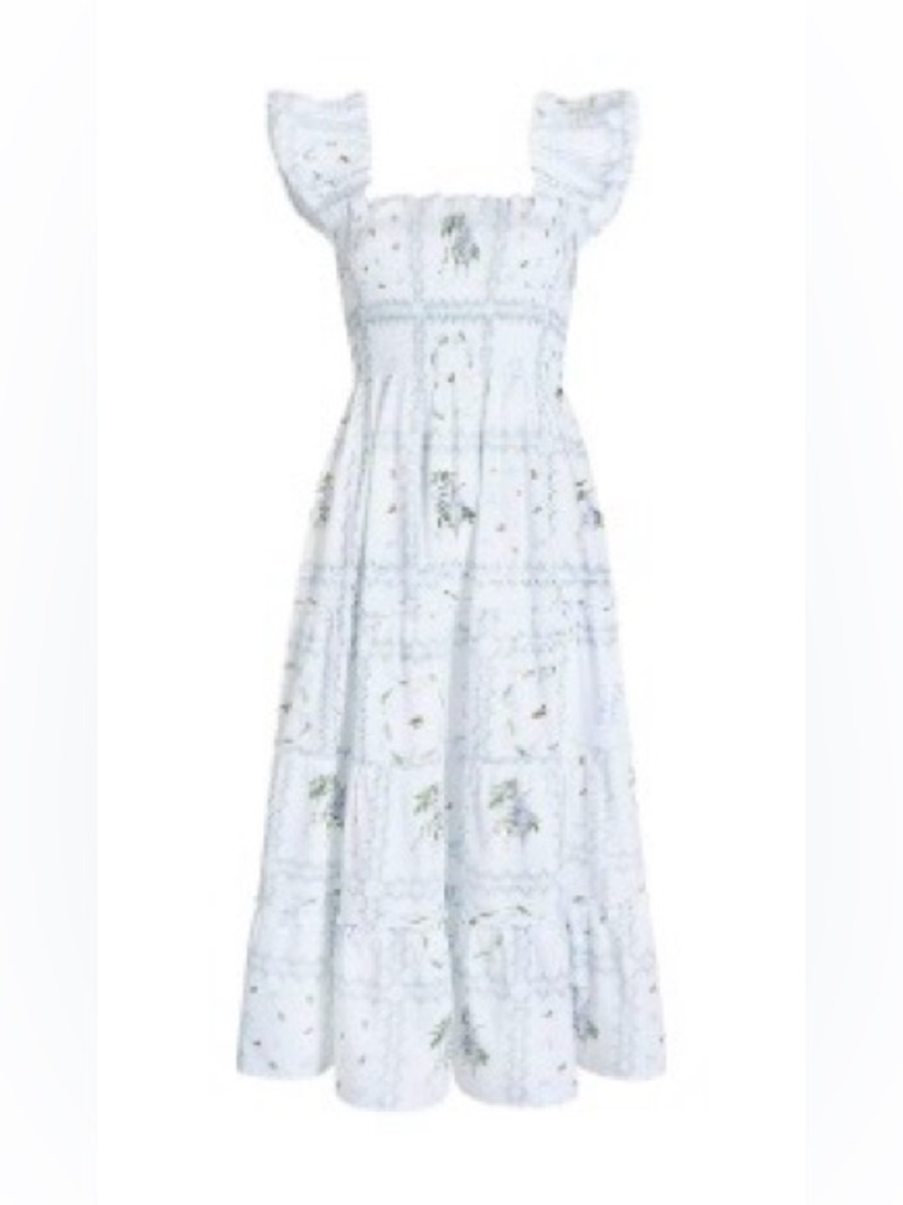 NWOT.  Hill House. White Floral Square-Neck Maxi Dress